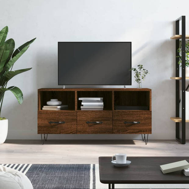 vidaXL Tv-meubel 102x36x50 cm bewerkt hout bruin eikenkleur