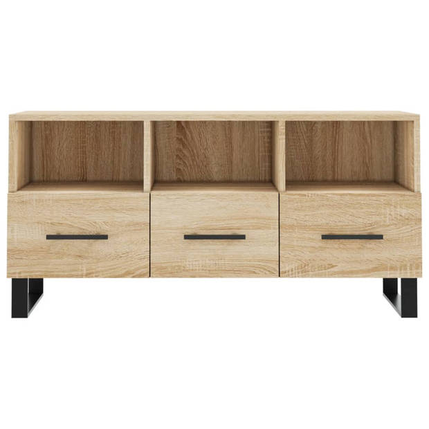 The Living Store TV-meubel - Sonoma eiken - 102 x 36 x 50 cm - Bewerkt hout en ijzer