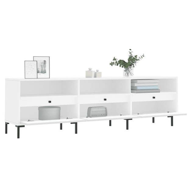 The Living Store TV-meubel Bewerkt Hout - 150 x 30 x 44.5 cm - Wit