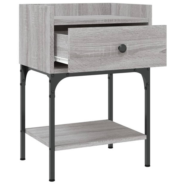 vidaXL Nachtkastjes 2 st 40,5x31x60 cm bewerkt hout grijs sonoma eiken