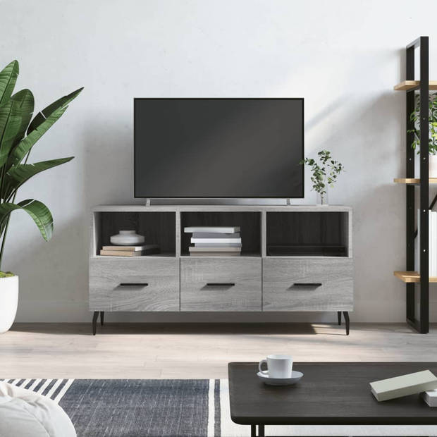 The Living Store Televisiekast TV-Meubel - 102 x 36 x 50 cm - Grijs Sonoma Eiken - Opbergruimte