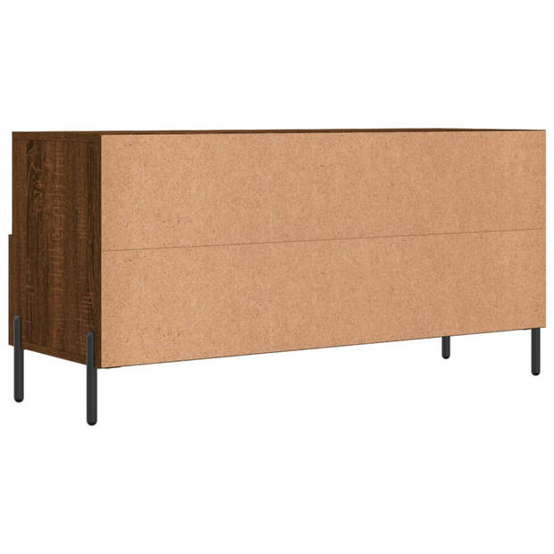 The Living Store TV-meubel Modern Bruineiken - 102 x 36 x 50 cm - Bewerkt hout en ijzer