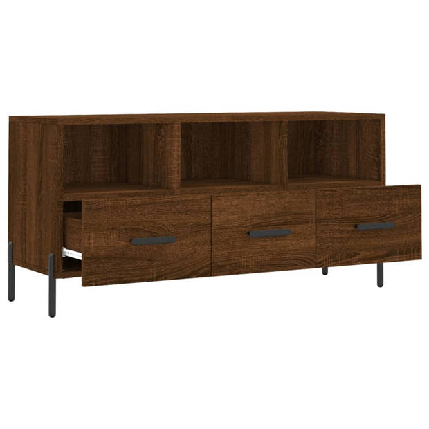 The Living Store TV-meubel Modern Bruineiken - 102 x 36 x 50 cm - Bewerkt hout en ijzer