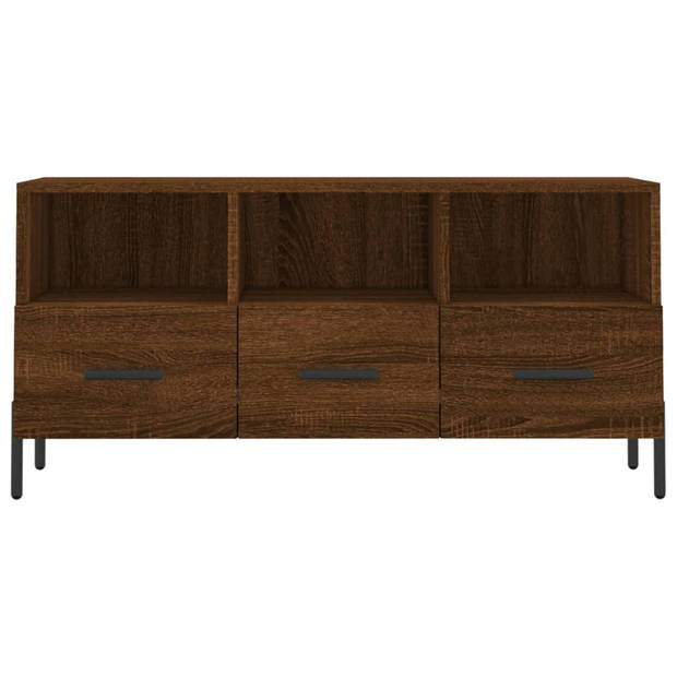 The Living Store TV-meubel Modern Bruineiken - 102 x 36 x 50 cm - Bewerkt hout en ijzer