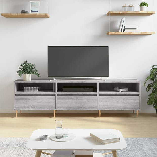 The Living Store TV-meubel - Grijs Sonoma Eiken - 150 x 30 x 44.5 cm - Opbergruimte