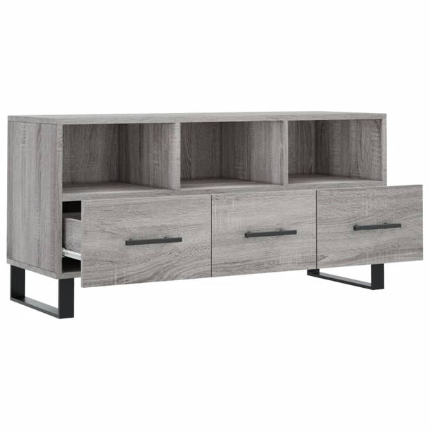 The Living Store Televisiekast - Trendy en praktisch - TV-meubel - 102 x 36 x 50 cm - Grijs sonoma eiken