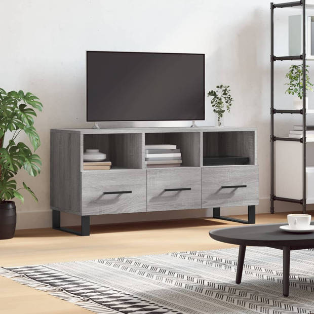 The Living Store Televisiekast - Trendy en praktisch - TV-meubel - 102 x 36 x 50 cm - Grijs sonoma eiken