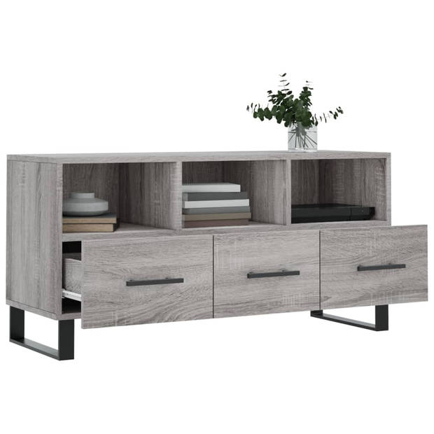 The Living Store Televisiekast - Trendy en praktisch - TV-meubel - 102 x 36 x 50 cm - Grijs sonoma eiken