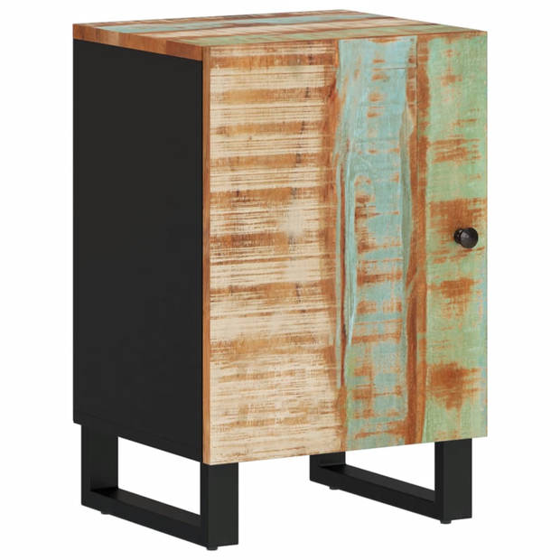 The Living Store Badkaast - Gerecycled Hout - 38x33x58cm - 2 vakken - Stabiele poten