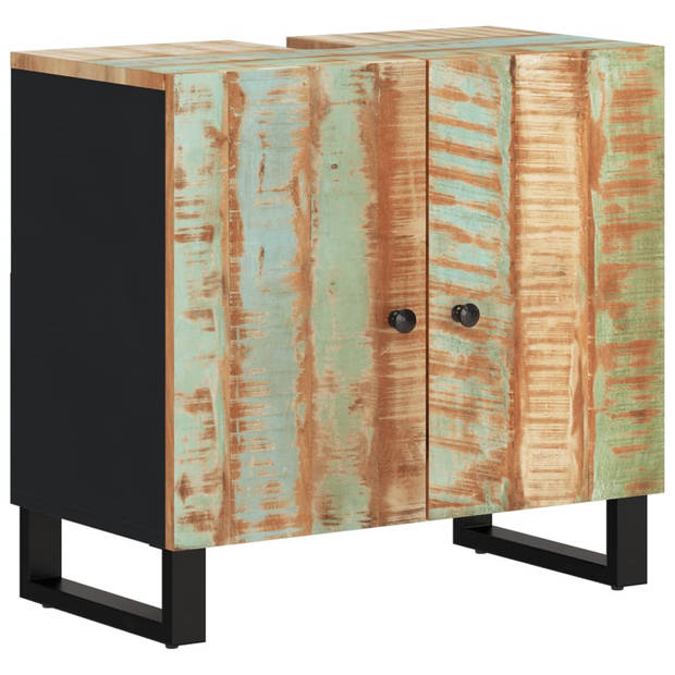 The Living Store Wastafelkast Badkamer - 62 x 33 x 58 cm - Massief gerecycled hout met meerkleurige afwerking