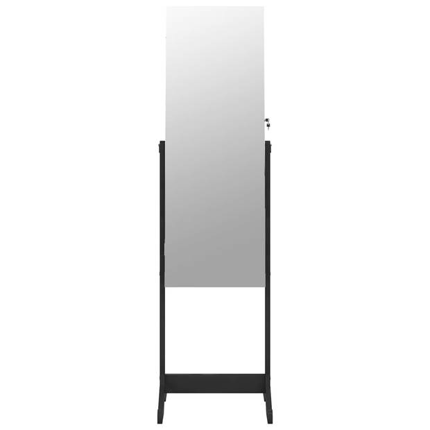 The Living Store Sieradenkast met spiegel - Zwart - 42 x 38 x 152 cm - Duurzaam materiaal
