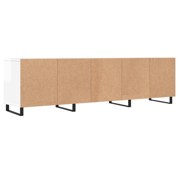 The Living Store TV-meubel Multimedia - 150 x 30 x 44.5 cm - Stevig bewerkt hout - Hoogglans wit