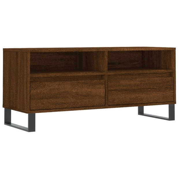 vidaXL Tv-meubel 100x34,5x44,5 cm bewerkt hout bruin eikenkleur