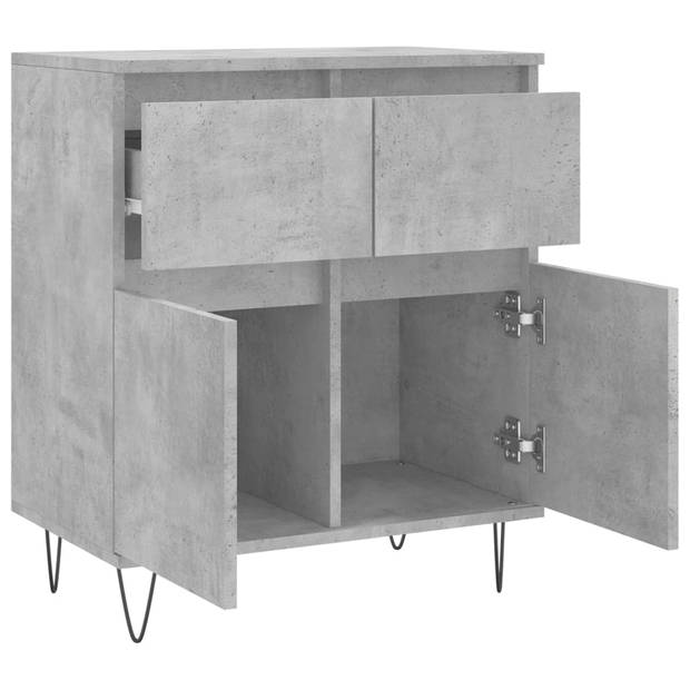 The Living Store Dressoir - Betongrijs - 60 x 35 x 70 cm - Duurzaam bewerkt hout - IJzeren poten