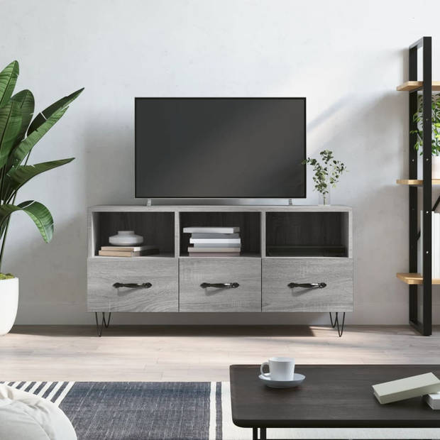 The Living Store TV-meubel s - Media-kast - 102 x 36 x 50 cm - Grijs Sonoma Eiken