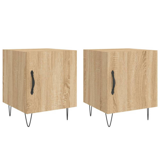 vidaXL Nachtkastjes 2 st 40x40x50 cm bewerkt hout sonoma eikenkleurig