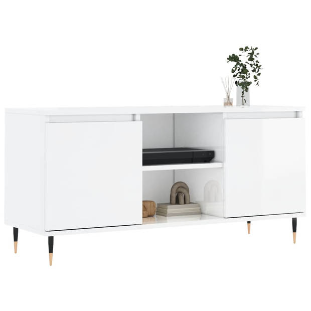 The Living Store TV-meubel - TV-kast 104 x 35 x 50 cm - Hoogglans wit