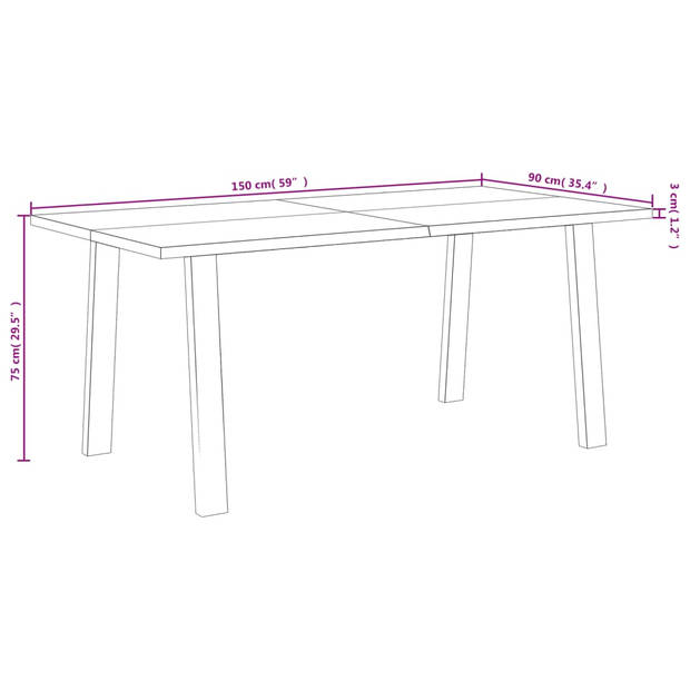 vidaXL Eettafel 150x90x75 cm massief acaciahout