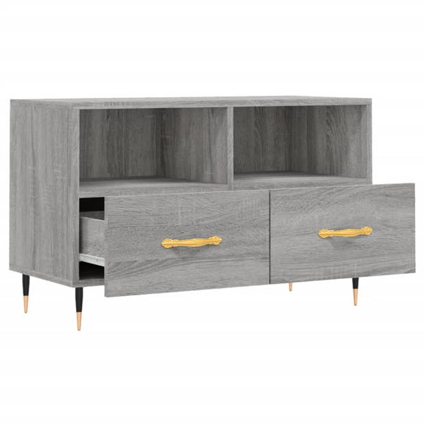 The Living Store Tv-meubel - Grijs Sonoma Eiken - 80 x 36 x 50 cm - Bewerkt hout en ijzer