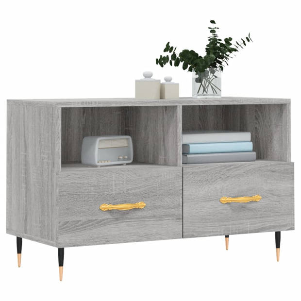 The Living Store Tv-meubel - Grijs Sonoma Eiken - 80 x 36 x 50 cm - Bewerkt hout en ijzer