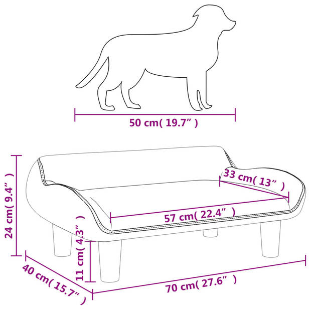 The Living Store Hondenbed Huisdierenbank - 70x40x24cm - Fluweel