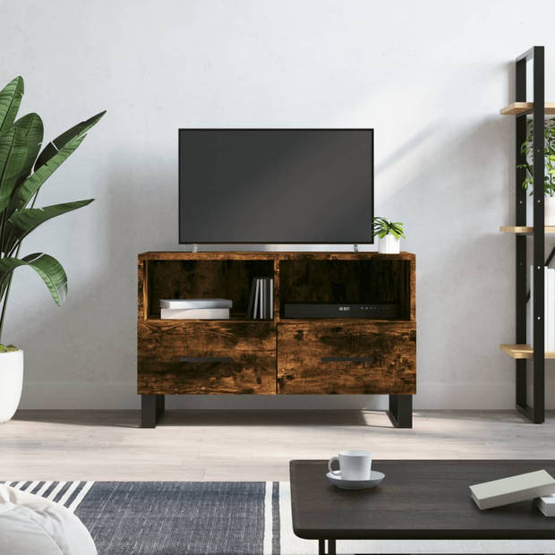 vidaXL Tv-meubel 80x36x50 cm bewerkt hout gerookt eikenkleurig