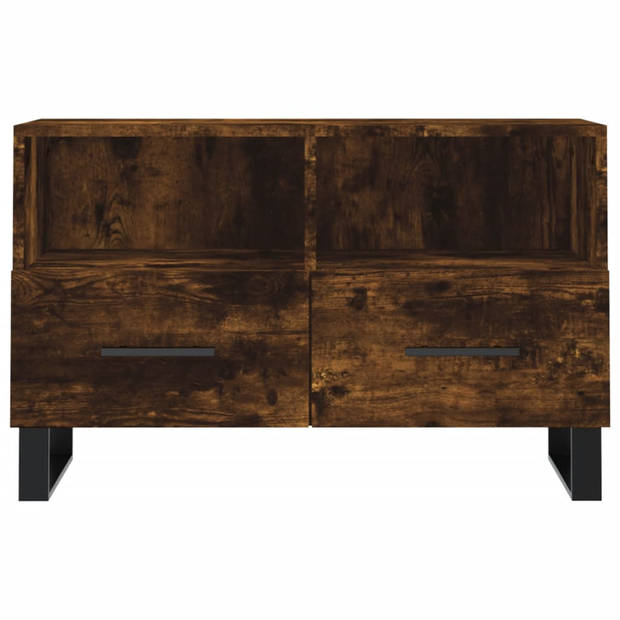 The Living Store TV-meubel - Ijzeren poten - Gerookt eiken - 80 x 36 x 50 cm