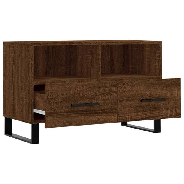 vidaXL Tv-meubel 80x36x50 cm bewerkt hout bruin eikenkleur