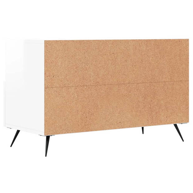 The Living Store TV-meubel - Hoogglans wit - 80 x 36 x 50 cm - Bewerkt hout en ijzer