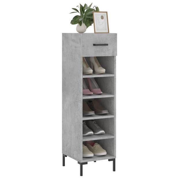 The Living Store Schoenenkast - Betongrijs - 30 x 35 x 105 cm - Duurzaam materiaal