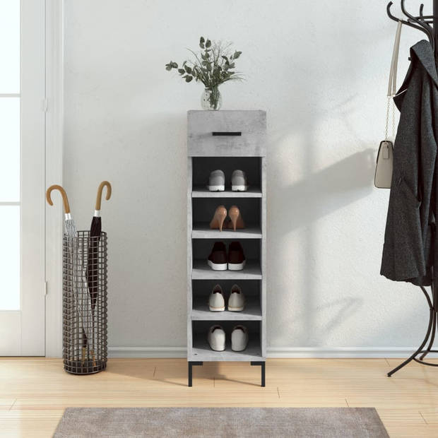 The Living Store Schoenenkast - Betongrijs - 30 x 35 x 105 cm - Duurzaam materiaal