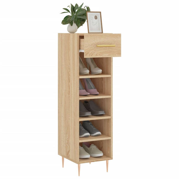 The Living Store Schoenenkast - Sonoma eiken - 30 x 35 x 105 cm - Duurzaam materiaal