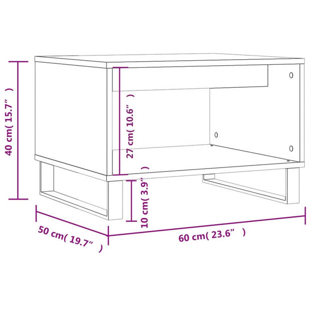 vidaXL Salontafel 60x50x40 cm bewerkt hout sonoma eikenkleurig