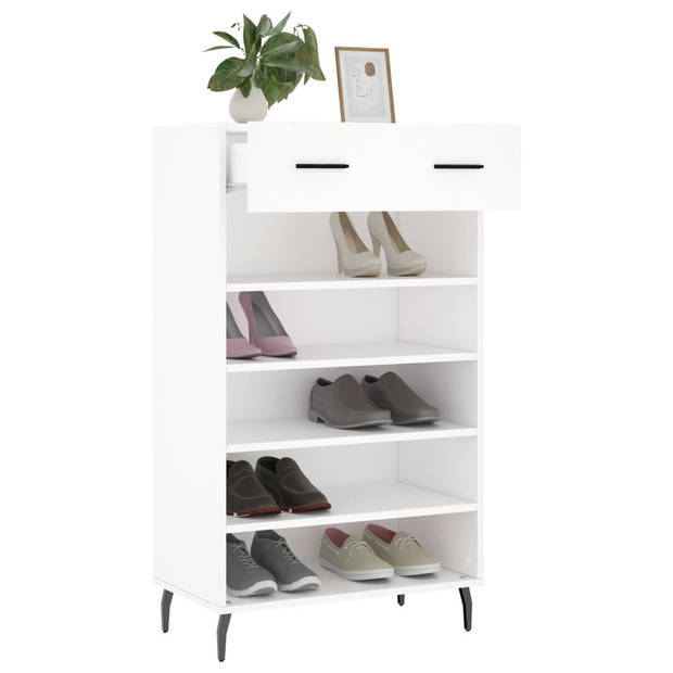 The Living Store Schoenenkast - Wit - 60 x 35 x 105 cm - Duurzaam - Opbergruimte - Stabiel blad