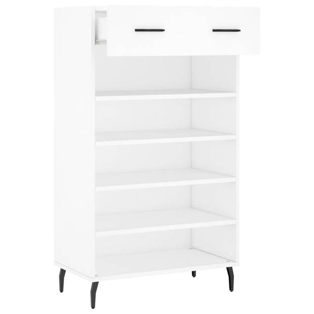 The Living Store Schoenenkast - Wit - 60 x 35 x 105 cm - Duurzaam - Opbergruimte - Stabiel blad