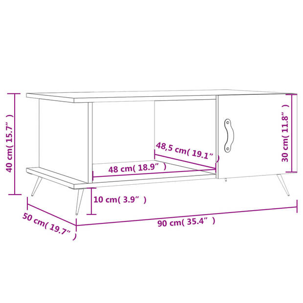 vidaXL Salontafel 90x50x40 cm bewerkt hout wit