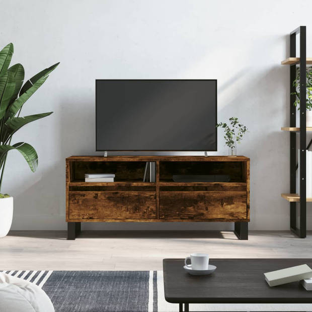 vidaXL Tv-meubel 100x34,5x44,5 cm bewerkt hout gerookt eikenkleurig