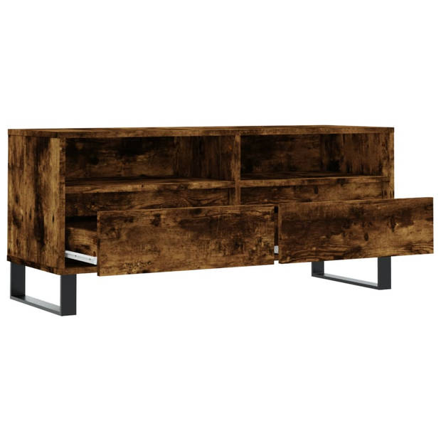 vidaXL Tv-meubel 100x34,5x44,5 cm bewerkt hout gerookt eikenkleurig