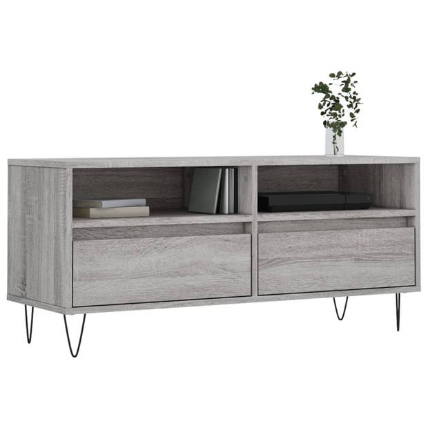 The Living Store Tv-meubel - Grijs Sonoma Eiken - 100 x 34.5 x 44.5 cm - Opbergruimte en Stabiel