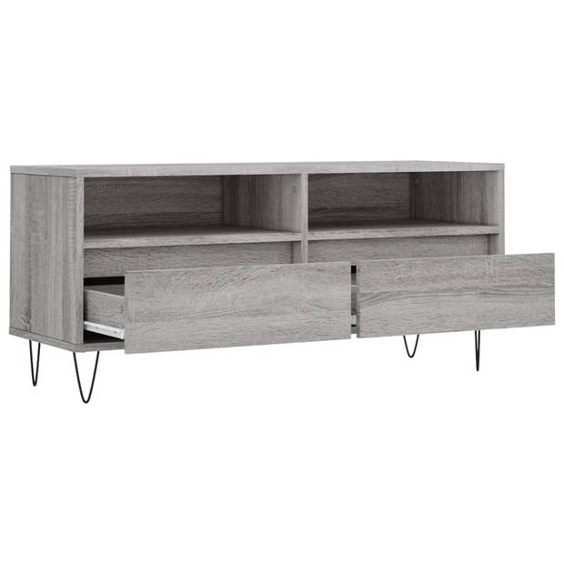 vidaXL Tv-meubel 100x34,5x44,5 cm bewerkt hout grijs sonoma eikenkleur