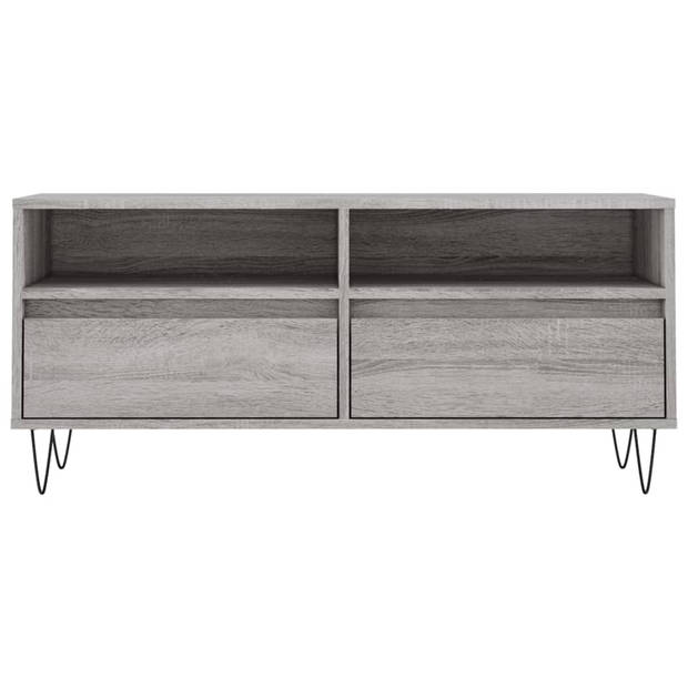 The Living Store Tv-meubel - Grijs Sonoma Eiken - 100 x 34.5 x 44.5 cm - Opbergruimte en Stabiel