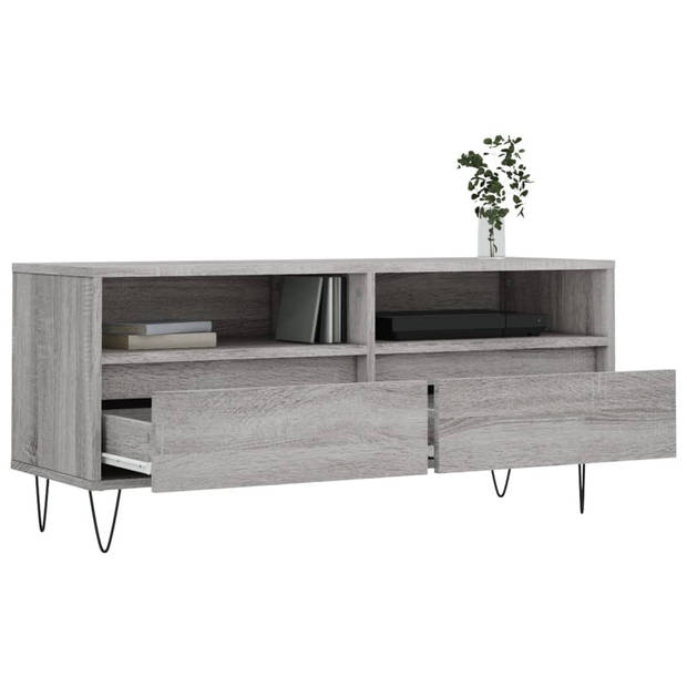 The Living Store Tv-meubel - Grijs Sonoma Eiken - 100 x 34.5 x 44.5 cm - Opbergruimte en Stabiel