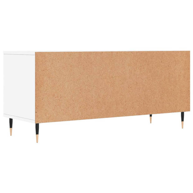 The Living Store TV-meubel - wit - 100 x 34.5 x 44.5 cm - bewerkt hout en ijzer