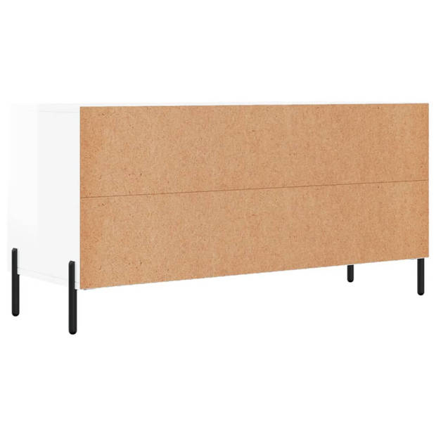 The Living Store Televisiekast Trendy - TV-meubel met 3 vakken en 3 lades - 102 x 36 x 50 cm - Hoogglans wit