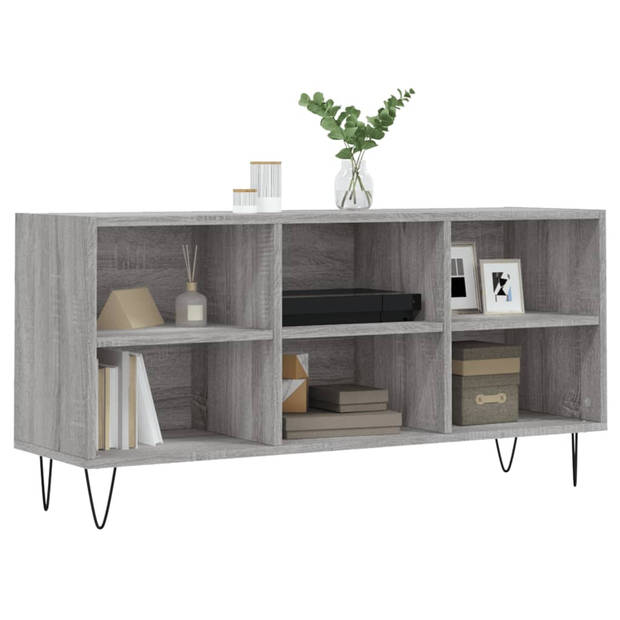 The Living Store Tv-meubel - Tv-kast 6 vakken - 103.5 x 30 x 50 cm - Grijs Sonoma Eiken