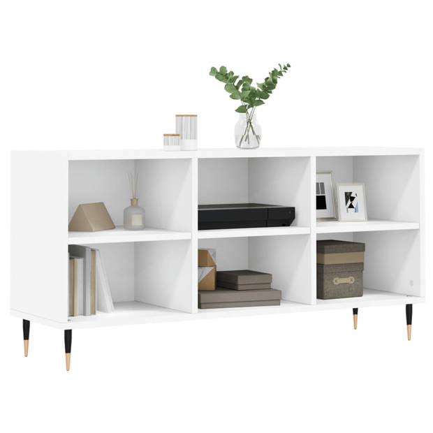 The Living Store Tv-meubel - Tv-kast 6 Vakken - Bewerkt Hout - IJzer - 103.5 x 30 x 50 cm