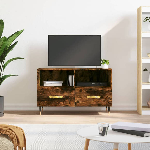 The Living Store TV-meubel Gerookt Eiken - 80 x 36 x 50 cm - Stevig en Praktisch