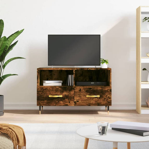 vidaXL Tv-meubel 80x36x50 cm bewerkt hout gerookt eikenkleurig