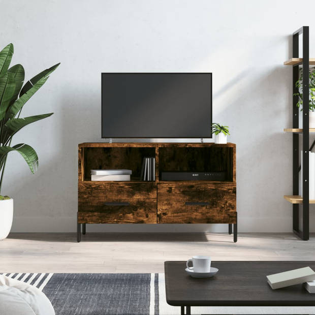 vidaXL Tv-meubel 80x36x50 cm bewerkt hout gerookt eikenkleurig