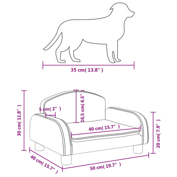 The Living Store Hondenbank - Comfortabel en stijlvol hondenbed - 50x40x30 cm - Crème - Geschikt voor kleine honden -